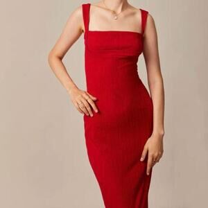 New rihoas red cotton spring dress